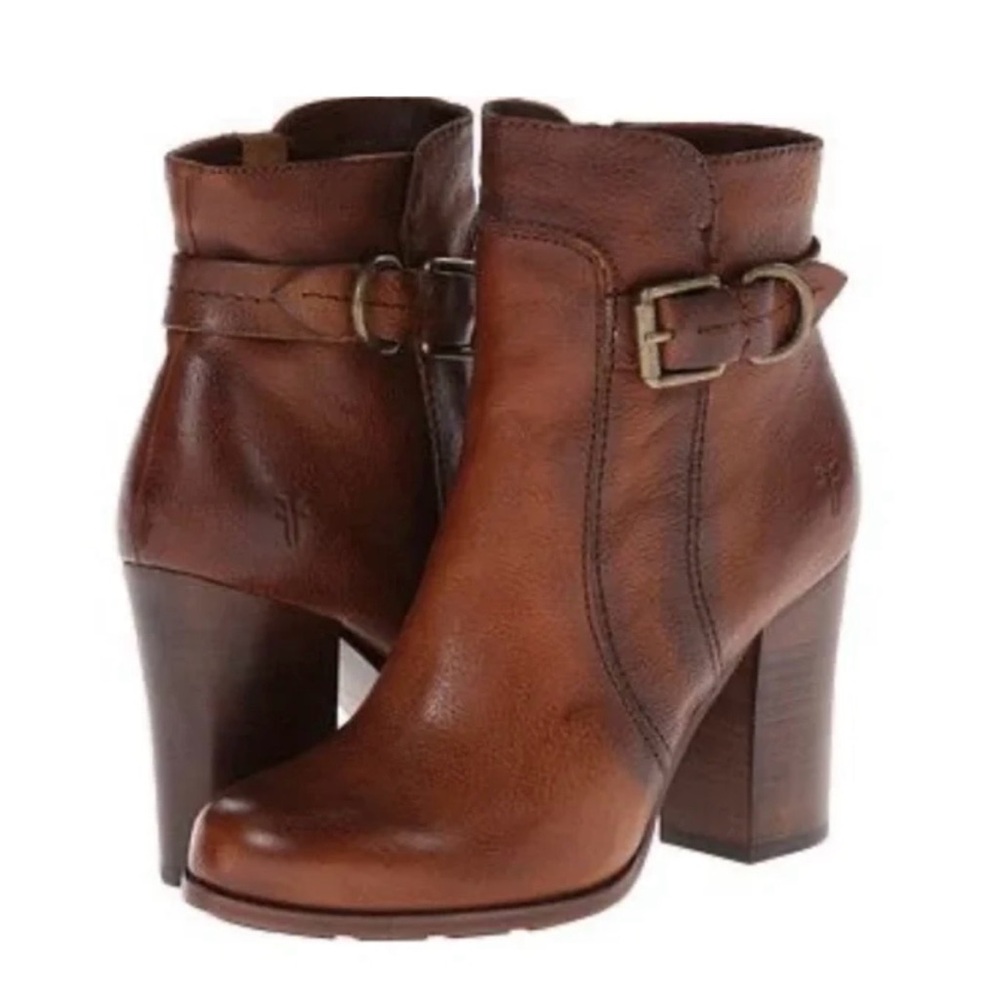 Frye Parker D Ring Brown Leather Ankle Boots